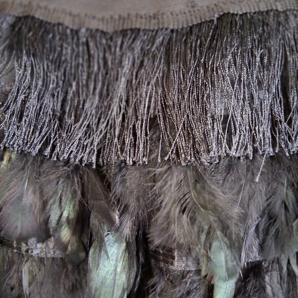 Gracia Feather Mini Skirt In Black Sz. M Boho Festival Party - Picture 7 of 14
